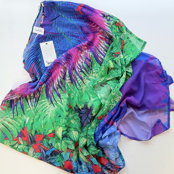 NWT Pierre Cardin Tropical Print Tunic Pareo Swim Cover Up Dress Size S - Picture 10 of 16